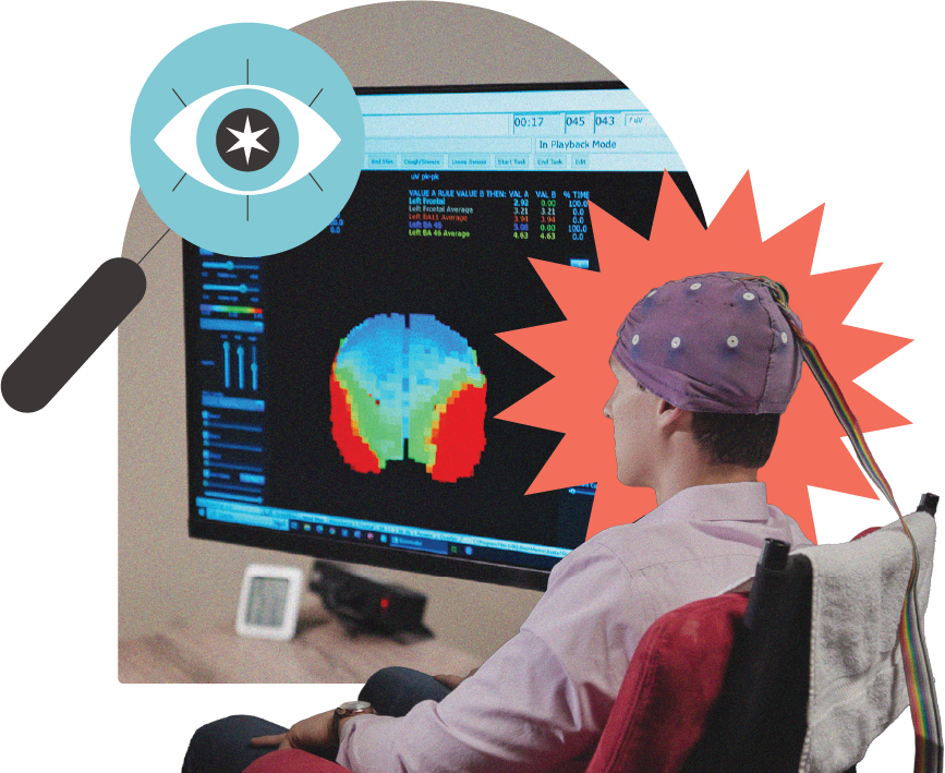 person doing a brain scan with TTI Research